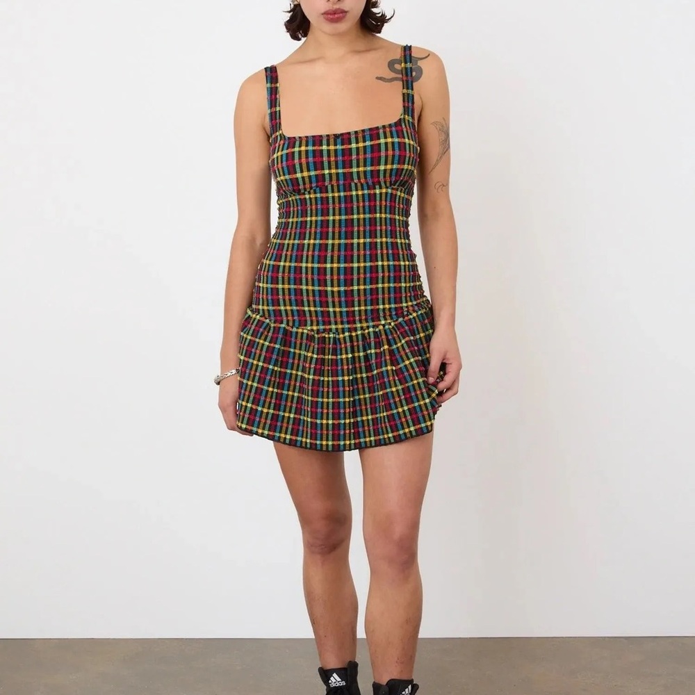 Colorful Plaid Sleeveless Dress